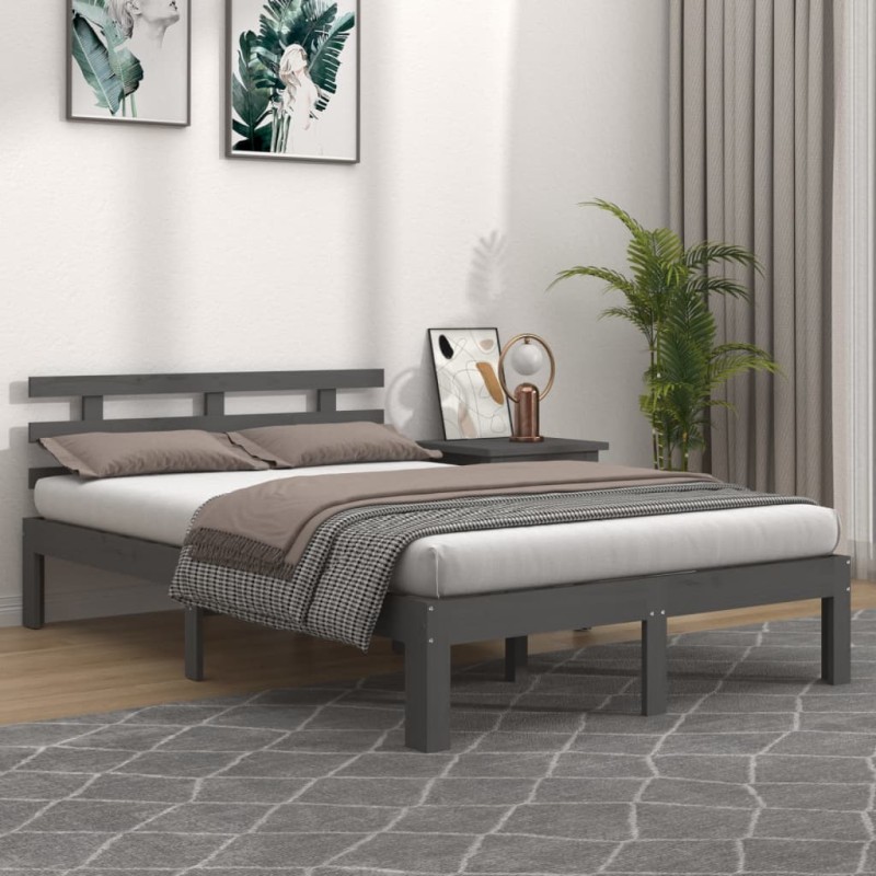 Giroletto Grigio in Legno Massello 135x190 cm 4FT6 Doppio Giroletto Grigio in Legno Massello 135x190 cm 4FT6 Doppio