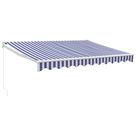 Tenda Sole Retrattile Blu e Bianca 3x2,5 m Tessuto e Alluminio