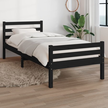 Giroletto Nero in Legno Massello 75x190 cm 2FT6 Small Single