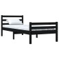 Giroletto Nero in Legno Massello 75x190 cm 2FT6 Small Single