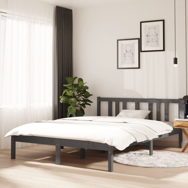 Giroletto Grigio in Legno Massello 135x190 cm 4FT6 Doppio Giroletto Grigio in Legno Massello 135x190 cm 4FT6 Doppio