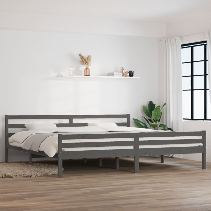Giroletto Grigio in Legno Massello 180x200 cm 6FT Super King Giroletto Grigio in Legno Massello 180x200 cm 6FT Super King