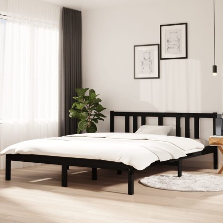 Giroletto Nero in Legno Massello 150x200 cm 5FT King Size