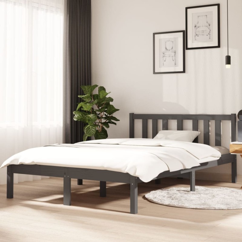 Giroletto Grigio in Legno Massello 120x190 cm 4FT Small Double Giroletto Grigio in Legno Massello 120x190 cm 4FT Small Double
