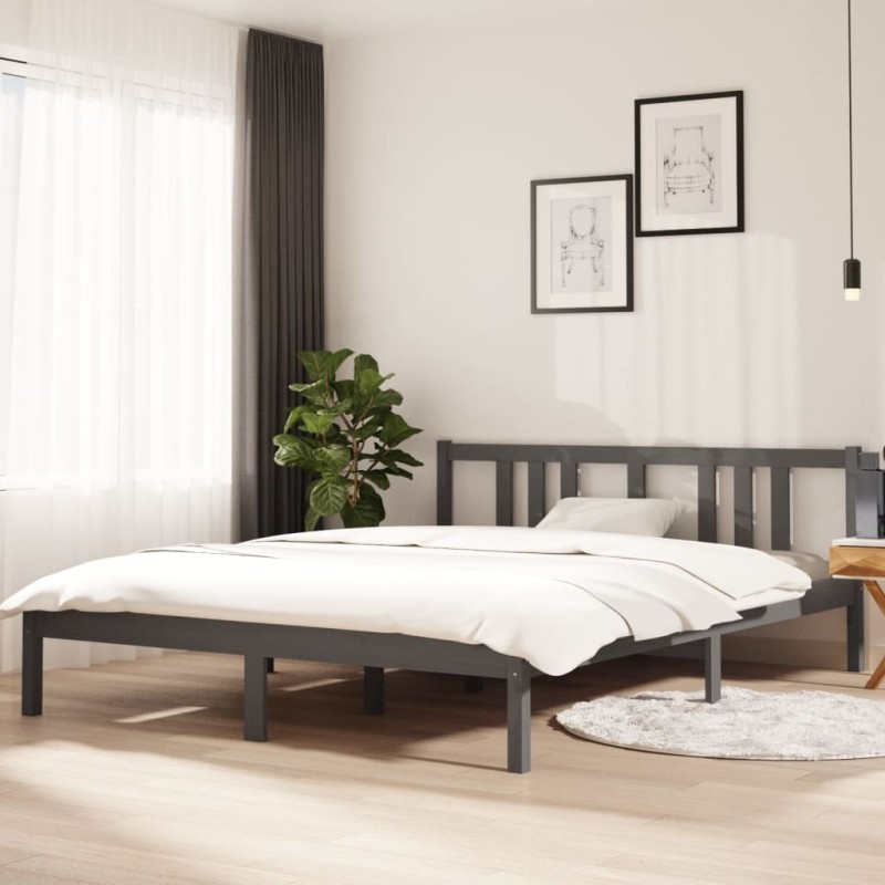 Giroletto Grigio in Legno Massello 150x200 cm 5FT King Size Giroletto Grigio in Legno Massello 150x200 cm 5FT King Size
