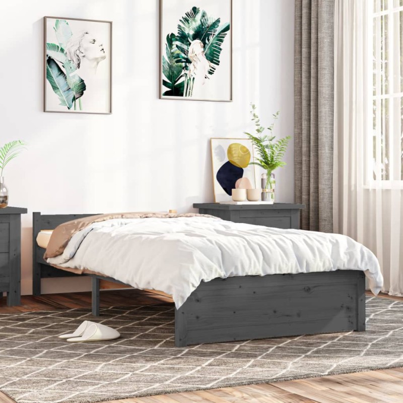 Giroletto Grigio in Legno Massello 75x190 cm 2FT6 Small Single Giroletto Grigio in Legno Massello 75x190 cm 2FT6 Small Single
