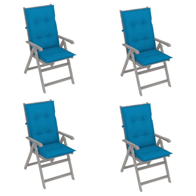 Sedie da Giardino Reclinabili 4 pz con Cuscini Massello Acacia Sedie da Giardino Reclinabili 4 pz con Cuscini Massello Acacia