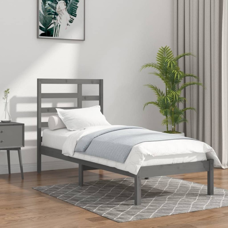 Giroletto Grigio in Legno Massello 90x190 cm 3FT Single Giroletto Grigio in Legno Massello 90x190 cm 3FT Single