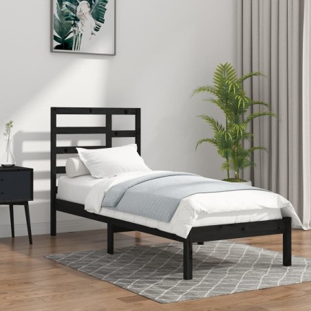 Giroletto Nero in Legno Massello 75x190 cm 2FT6 Small Single