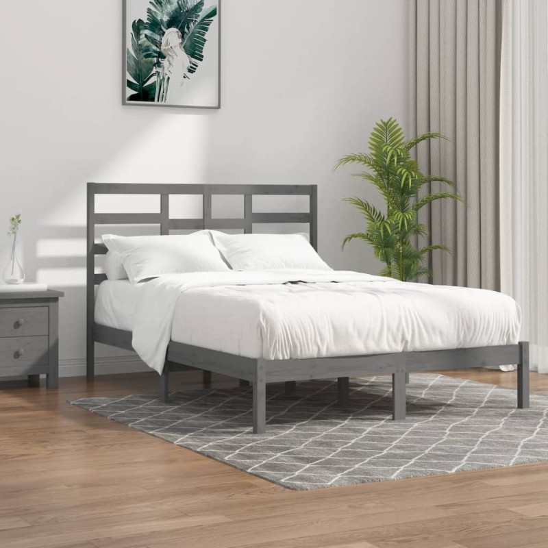 Giroletto Grigio in Legno Massello 135x190 cm 4FT6 Double