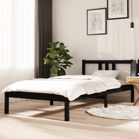 Giroletto Nero in Legno Massello 90x190 cm 3FT Single