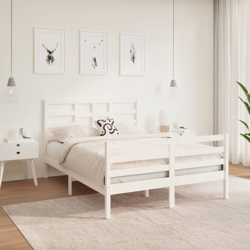 vidaXL Giroletto Bianco in Legno Massello 140x190 cm vidaXL Giroletto Bianco in Legno Massello 140x190 cm