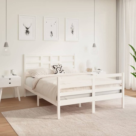 vidaXL Giroletto Bianco in Legno Massello 140x190 cm  