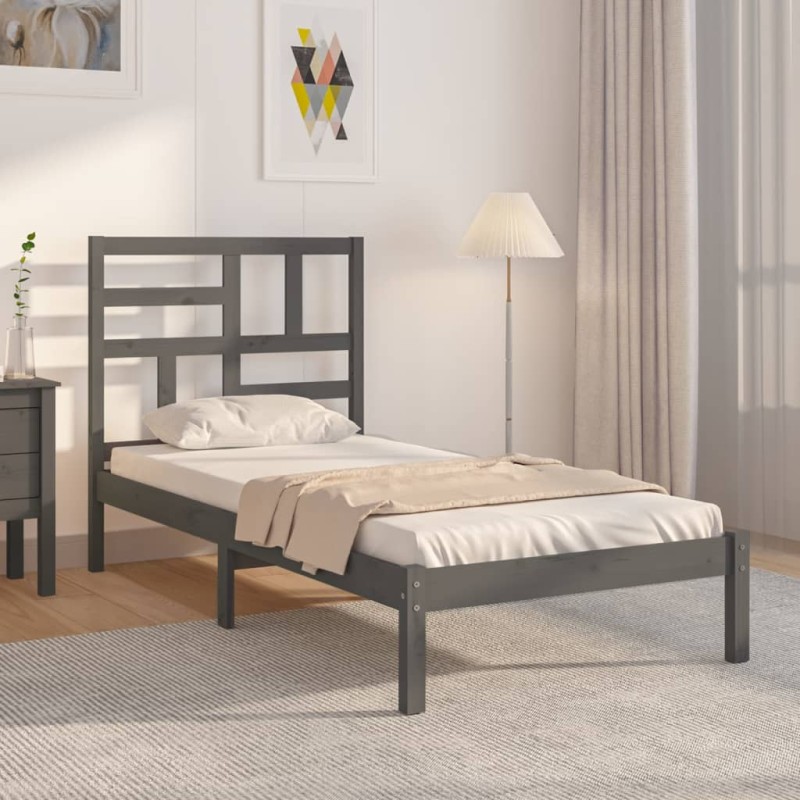 Giroletto Grigio in Legno Massello 90x190 cm 3FT Single