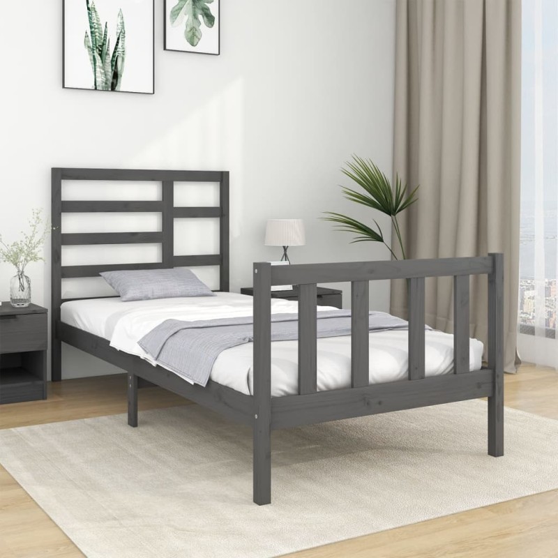Giroletto Grigio in Legno Massello 90x190 cm 3FT Single Giroletto Grigio in Legno Massello 90x190 cm 3FT Single