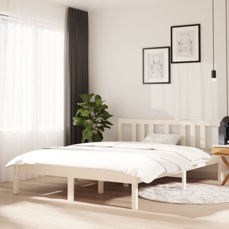 Giroletto Bianco in Legno Massello 120x190 cm 4FT Small Double Giroletto Bianco in Legno Massello 120x190 cm 4FT Small Double
