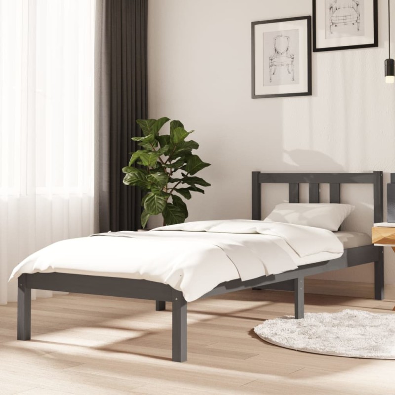 Giroletto Grigio in Legno Massello 75x190 cm 2FT6 Small Single Giroletto Grigio in Legno Massello 75x190 cm 2FT6 Small Single