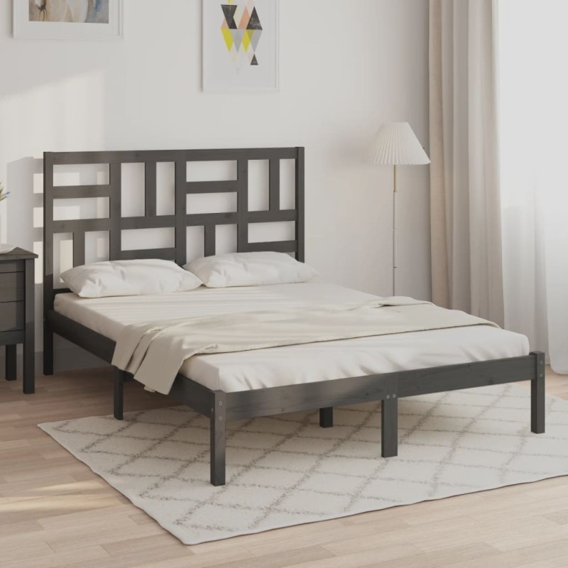 Giroletto Grigio in Legno Massello 120x190 cm 4FT Small Double Giroletto Grigio in Legno Massello 120x190 cm 4FT Small Double