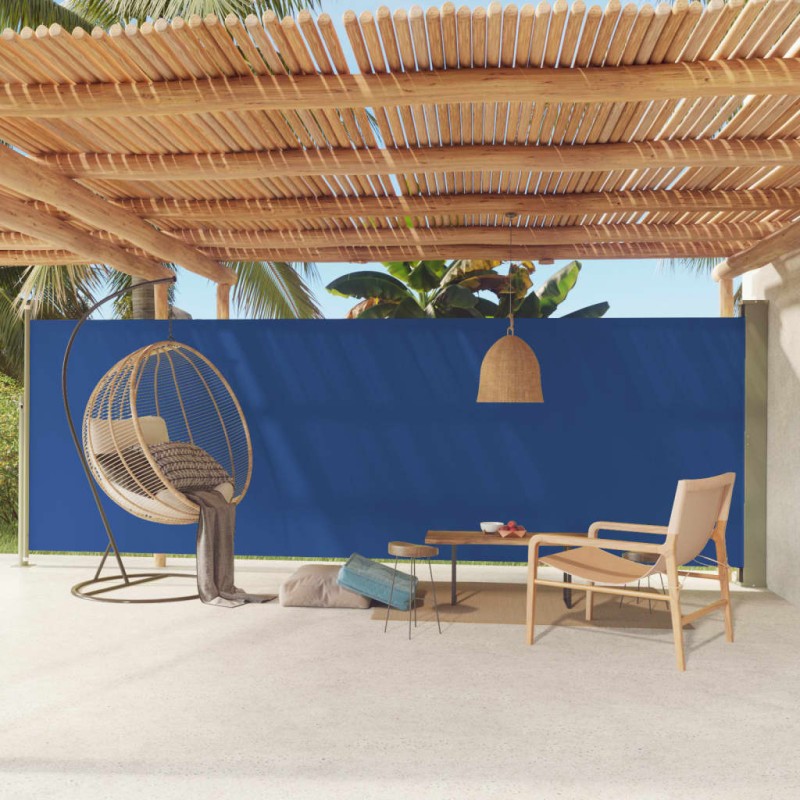 vidaXL Tenda da Sole Laterale Retrattile per Patio 180x600 cm Blu vidaXL Tenda da Sole Laterale Retrattile per Patio 180x600 cm Blu