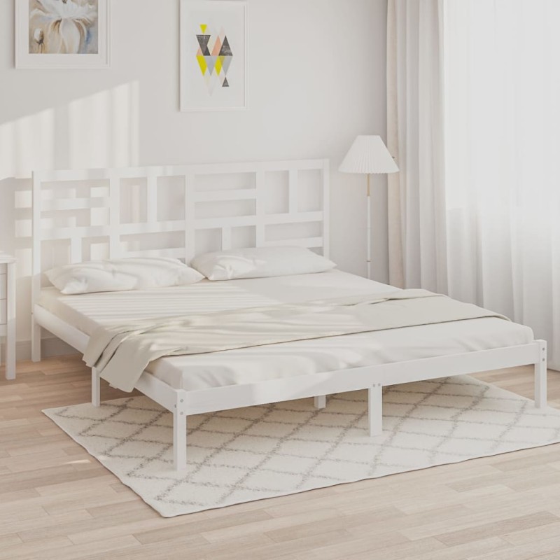 Giroletto Bianco in Legno Massello 180x200 cm 6FT Super King Giroletto Bianco in Legno Massello 180x200 cm 6FT Super King