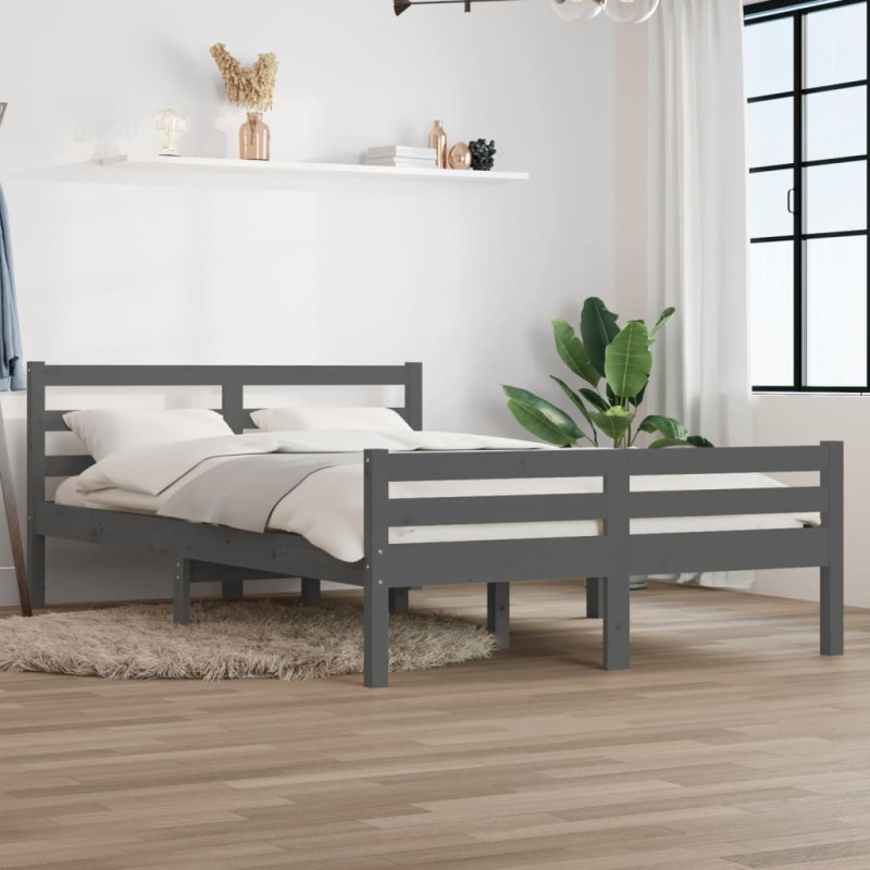 Giroletto Grigio in Legno Massello 120x190cm 4FT Small Double Giroletto Grigio in Legno Massello 120x190cm 4FT Small Double