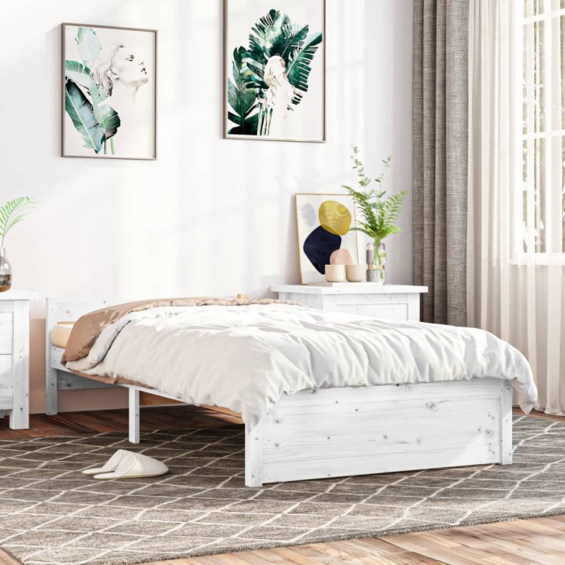Giroletto Bianco in Legno Massello 75x190 cm 2FT6 Small Single Giroletto Bianco in Legno Massello 75x190 cm 2FT6 Small Single