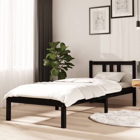 Giroletto Nero in Legno Massello 75x190 cm 2FT6 Small Single