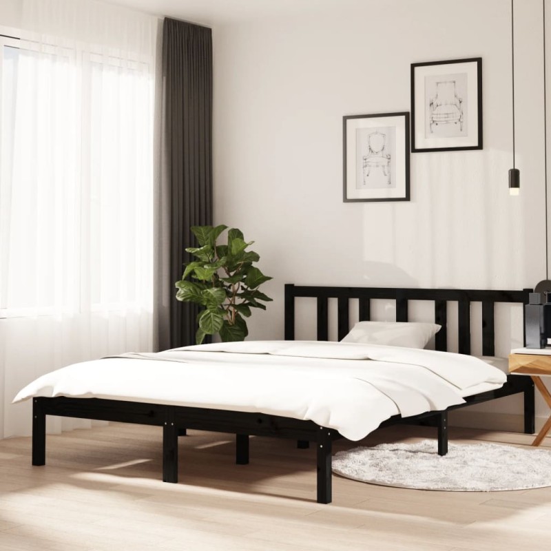 Giroletto Nero Legno Massello 135x190 cm 4FT6 Doppio
