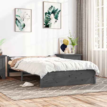 Giroletto Grigio in Legno Massello 135x190 cm 4FT6 Double