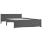 Giroletto Grigio in Legno Massello 135x190 cm 4FT6 Double Giroletto Grigio in Legno Massello 135x190 cm 4FT6 Double