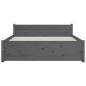 Giroletto Grigio in Legno Massello 135x190 cm 4FT6 Double Giroletto Grigio in Legno Massello 135x190 cm 4FT6 Double
