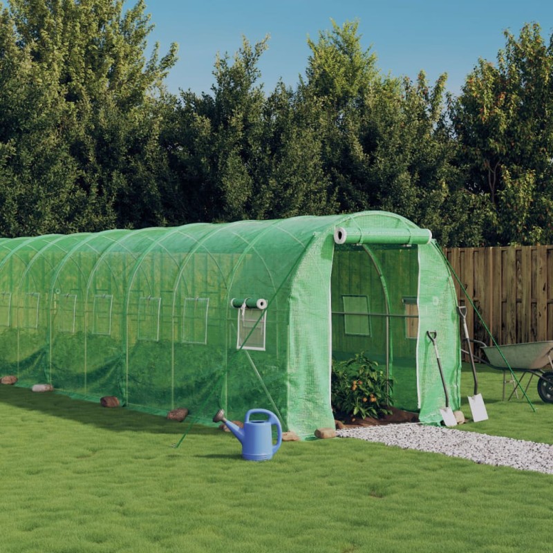Serra con Telaio in Acciaio Verde 48 m² 24x2x2 m Serra con Telaio in Acciaio Verde 48 m² 24x2x2 m