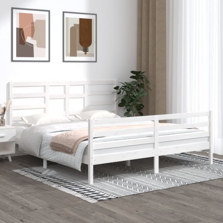 vidaXL Giroletto Bianco in Legno Massello 180x200 cm Super King