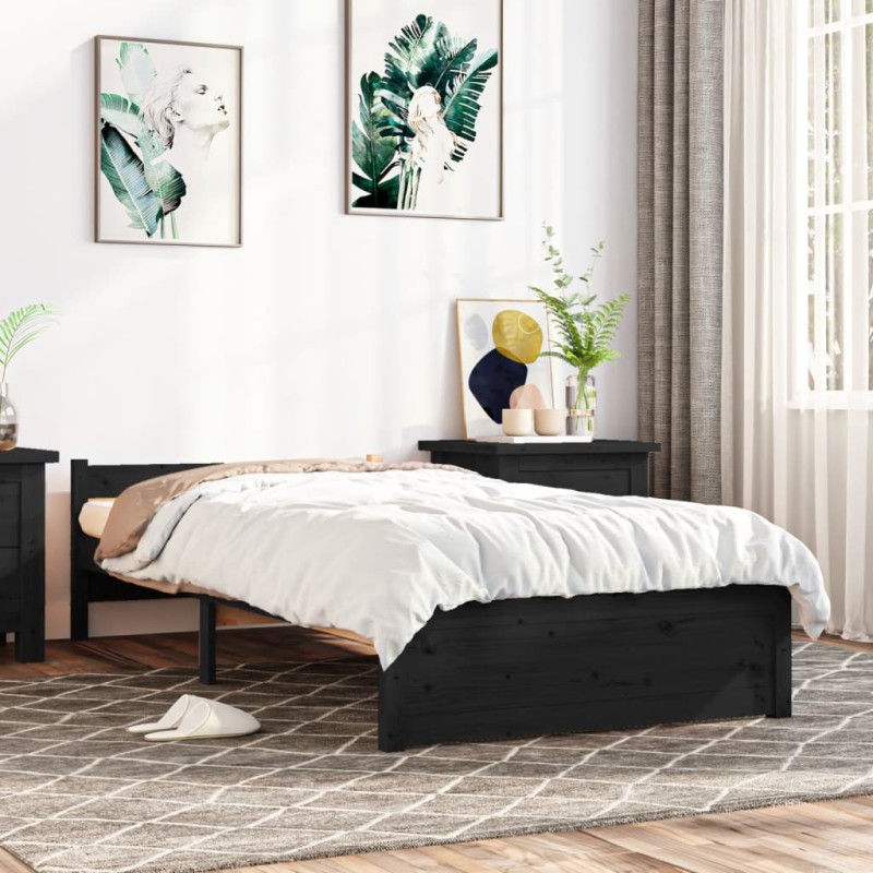 Giroletto Nero in Legno Massello 75x190 cm 2FT6 Piccolo Singolo Giroletto Nero in Legno Massello 75x190 cm 2FT6 Piccolo Singolo