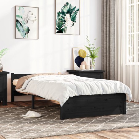 Giroletto Nero in Legno Massello 75x190 cm 2FT6 Piccolo Singolo