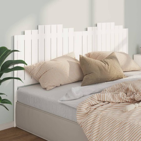 Testiera per Letto Bianca 206x4x100cm in Legno Massello di Pino