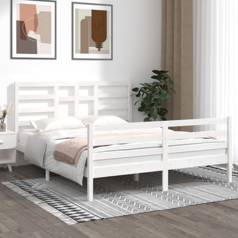 Giroletto Bianco in Legno Massello 160x200 cm Giroletto Bianco in Legno Massello 160x200 cm