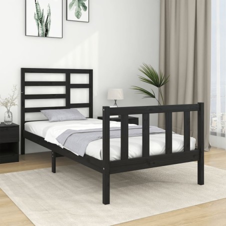 Giroletto Nero in Legno Massello 75x190 cm 2FT6 Small Single