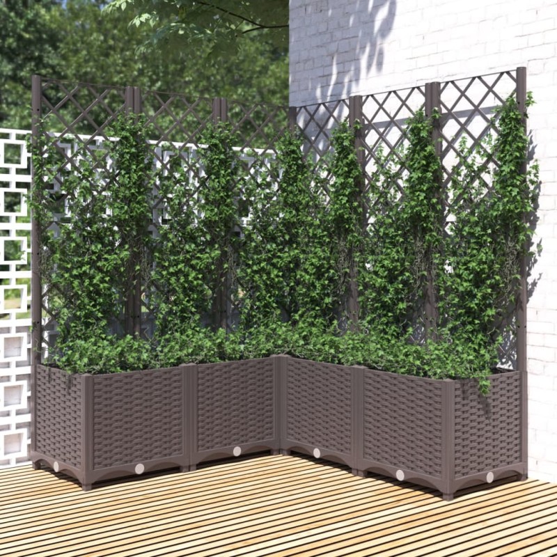Fioriera da Giardino con Graticcio Marrone 120x120x136 cm in PP Fioriera da Giardino con Graticcio Marrone 120x120x136 cm in PP