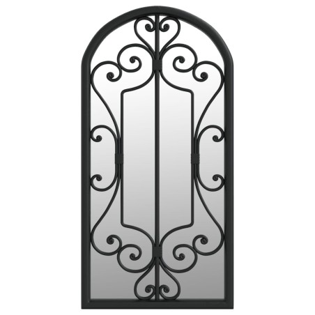 Specchio da Giardino Nero 70x30 cm in Ferro per Uso Esterno