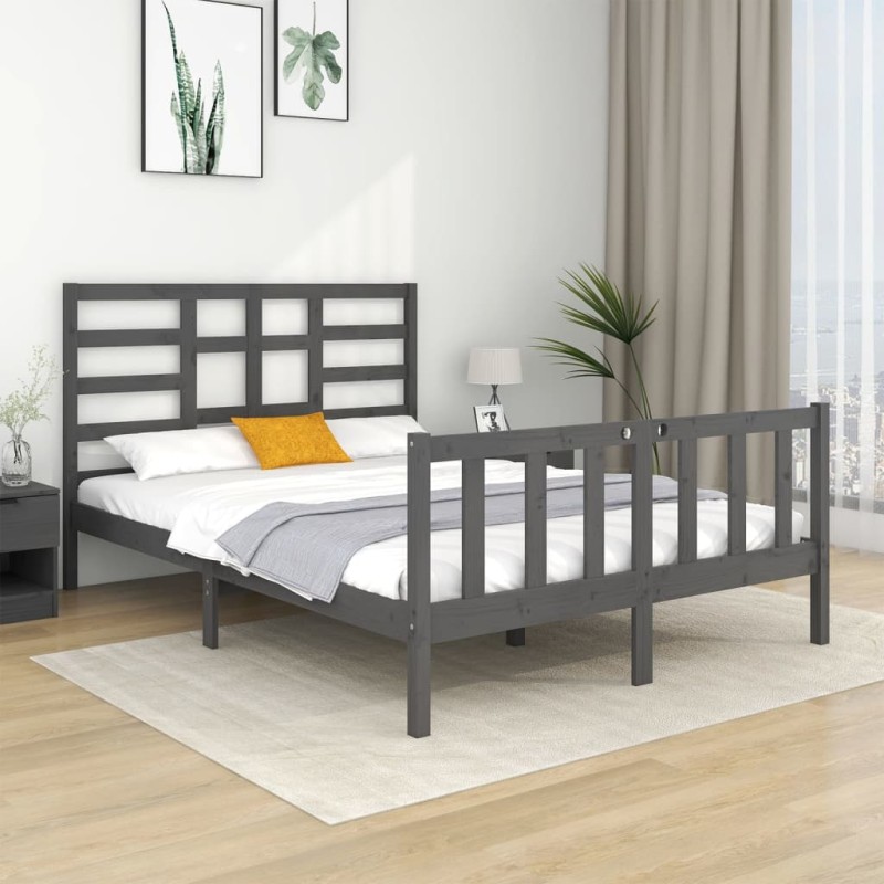 Giroletto Grigio in Legno Massello 120x190 cm 4FT Small Double Giroletto Grigio in Legno Massello 120x190 cm 4FT Small Double