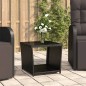 Tavolino con Piano Vetro Nero in Polyrattan e Vetro Temperato Tavolino con Piano Vetro Nero in Polyrattan e Vetro Temperato
