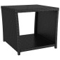 Tavolino con Piano Vetro Nero in Polyrattan e Vetro Temperato Tavolino con Piano Vetro Nero in Polyrattan e Vetro Temperato