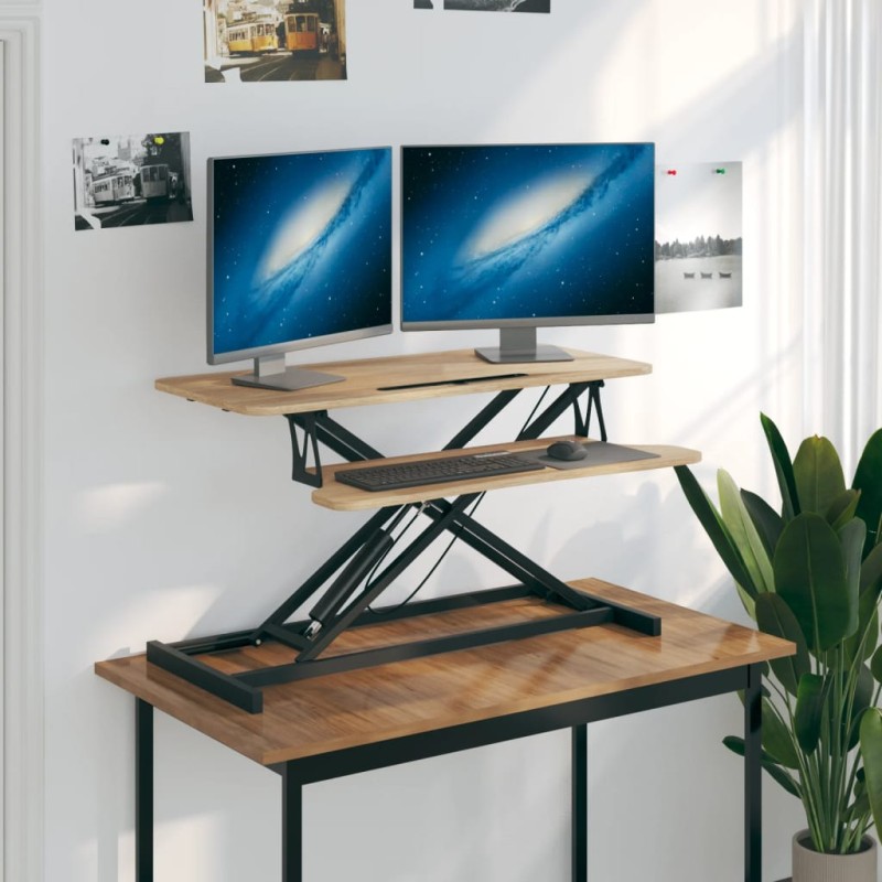 Banco da Lavoro Regolabile 90x40x(13-50) cm in Acciaio e Legno Banco da Lavoro Regolabile 90x40x(13-50) cm in Acciaio e Legno
