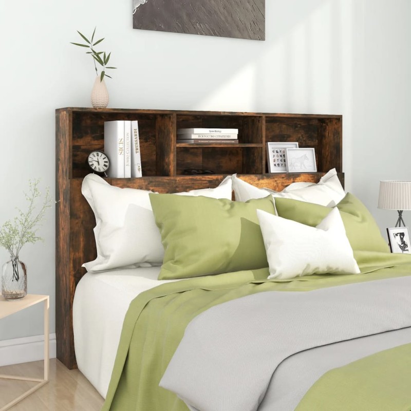 Testiera con Scomparti Rovere Fumo 140x19x103,5 cm Testiera con Scomparti Rovere Fumo 140x19x103,5 cm