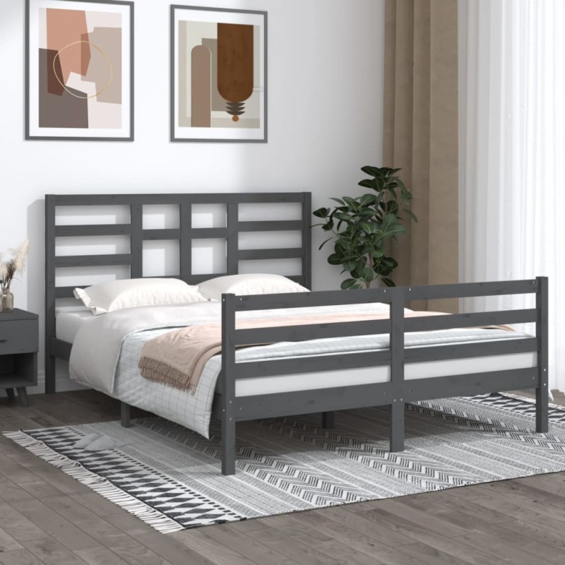 Giroletto Grigio in Legno Massello 150x200 cm 5FT King Size Giroletto Grigio in Legno Massello 150x200 cm 5FT King Size