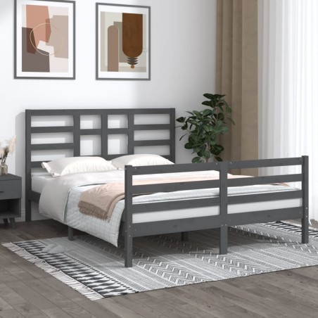 Giroletto Grigio in Legno Massello 150x200 cm 5FT King Size
