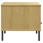 Tavolino Gambe Metallo Marrone 85x50x45 cm Legno Massello OSLO Tavolino Gambe Metallo Marrone 85x50x45 cm Legno Massello OSLO
