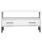 vidaXL Tavolino Gambe Metallo Bianco 85x50x45 cm Legno Massello OSLO vidaXL Tavolino Gambe Metallo Bianco 85x50x45 cm Legno Massello OSLO