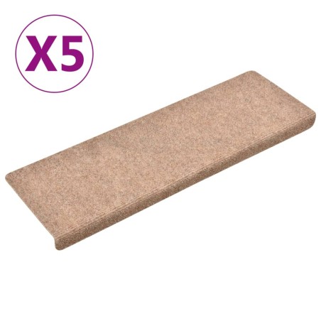 Tappetini per Scale 5 pz Marroni 65x21x4 cm Tessuto Agugliato